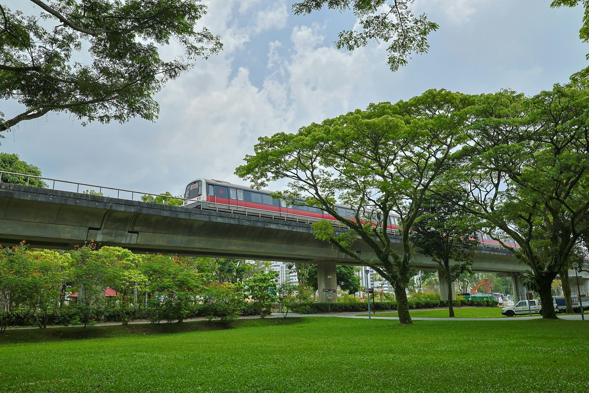 A moving train in Singapore