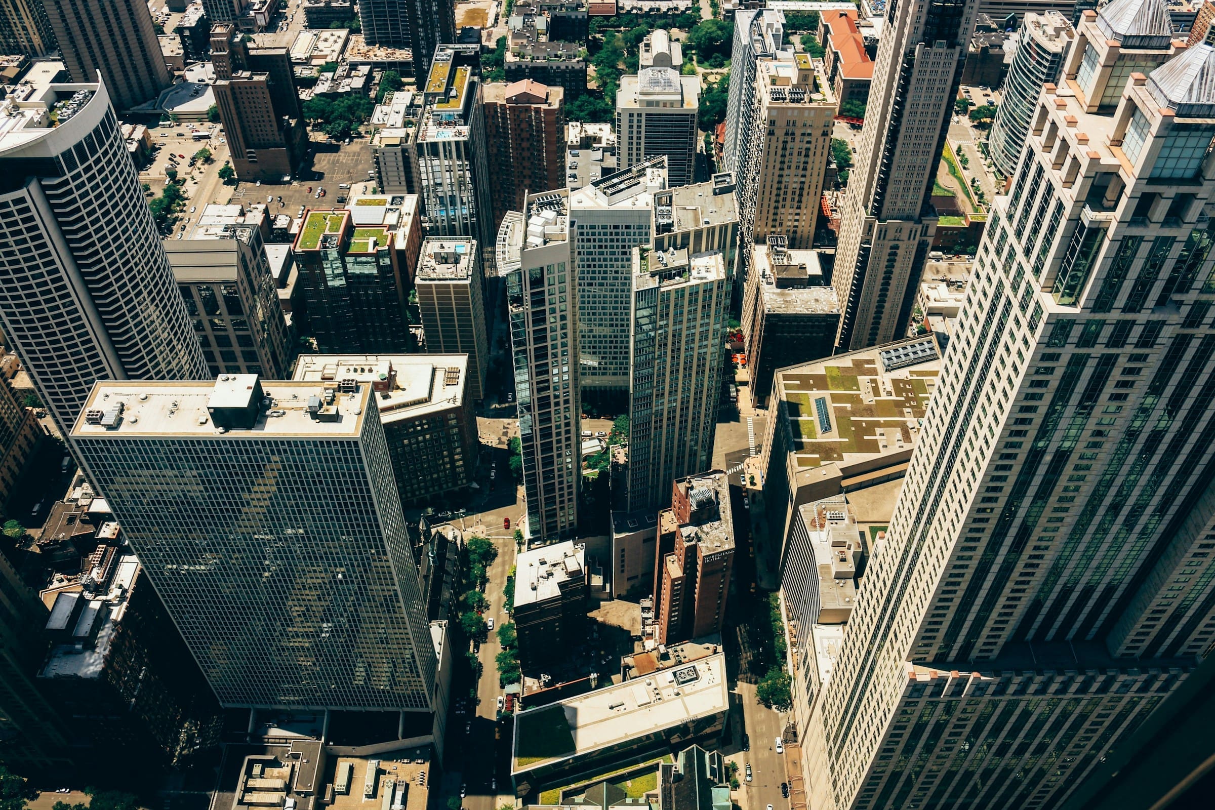 A photo of Michigan Avenue taken from the John Hancock Center in Chicago.