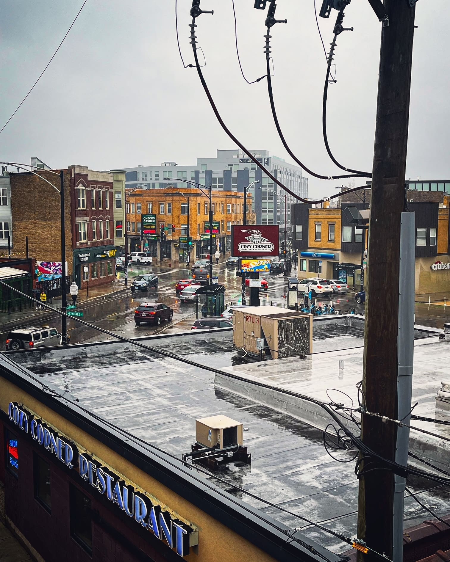 A photo of Milwaukee Avenue in Chicago's Logan Square neighborhood.