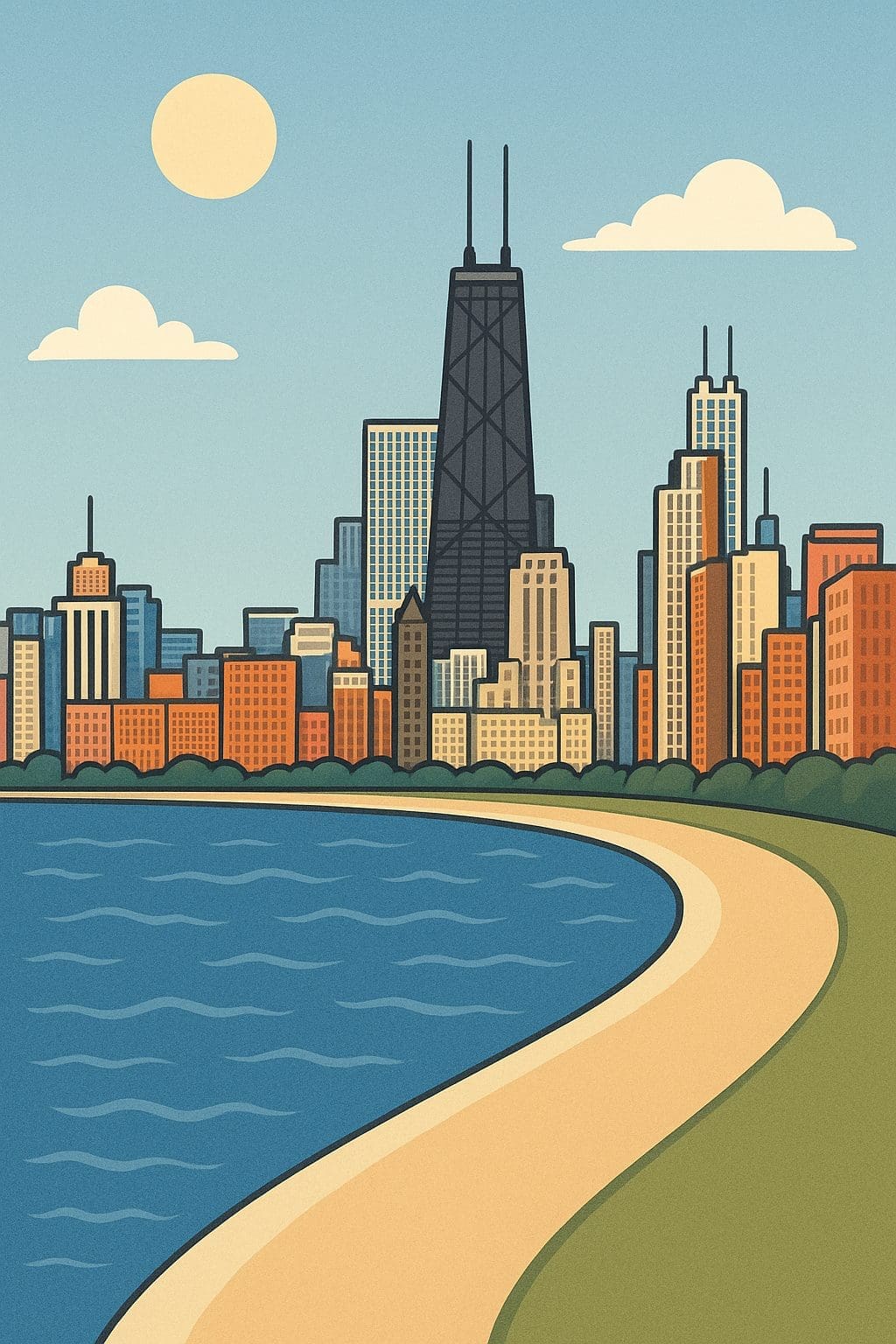 An illustration of the Chicago Skyline.